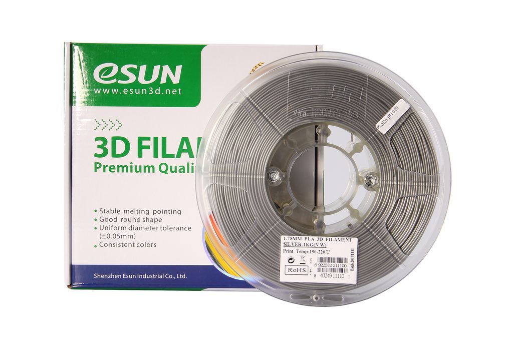 PLA+ пластик eSun, 1.75 мм, silver, 1 кг